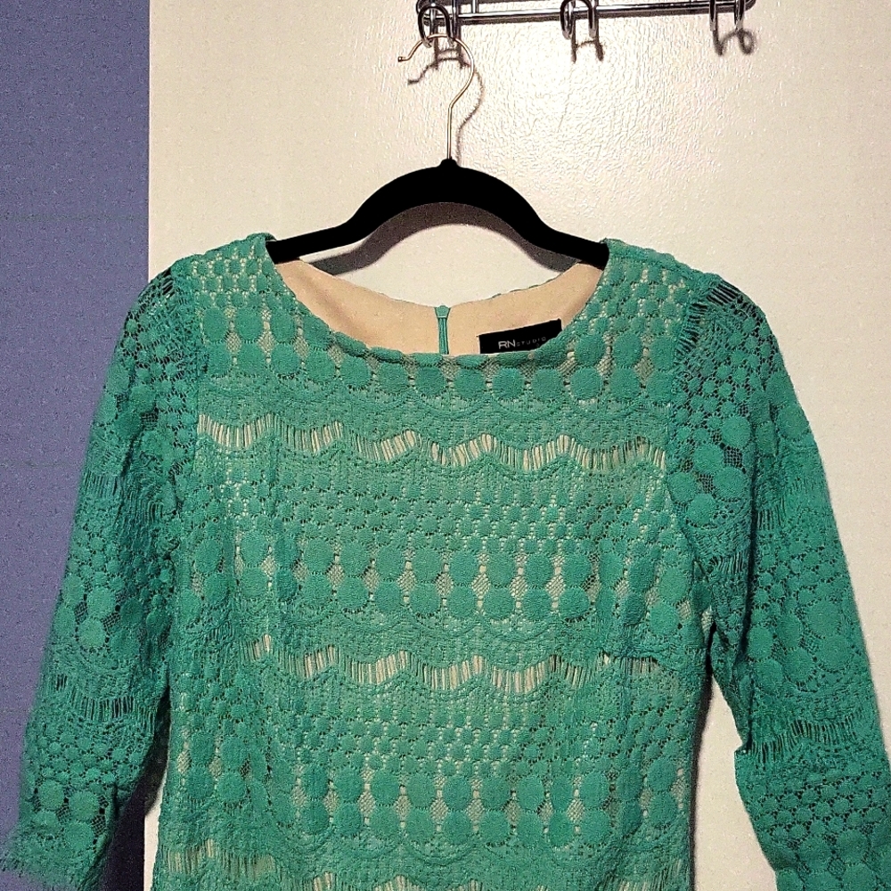 Aqua lace dress. Size 2P